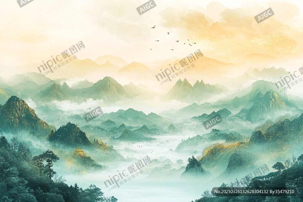 水墨山水间的诗意自然