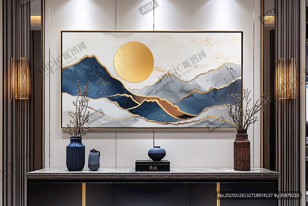 中式客厅山水装饰画美景