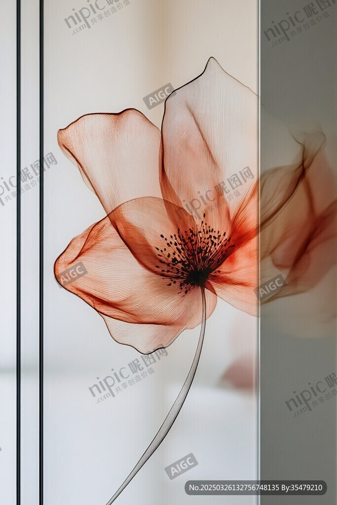 透明花朵艺术玻璃装饰图