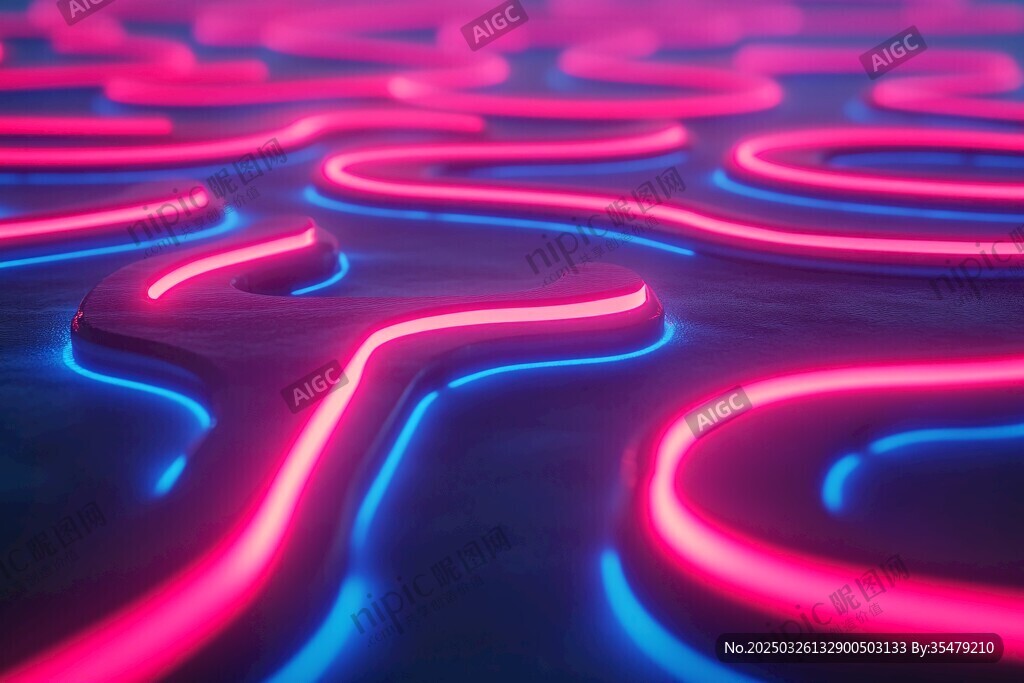 霓虹流光线条艺术画面