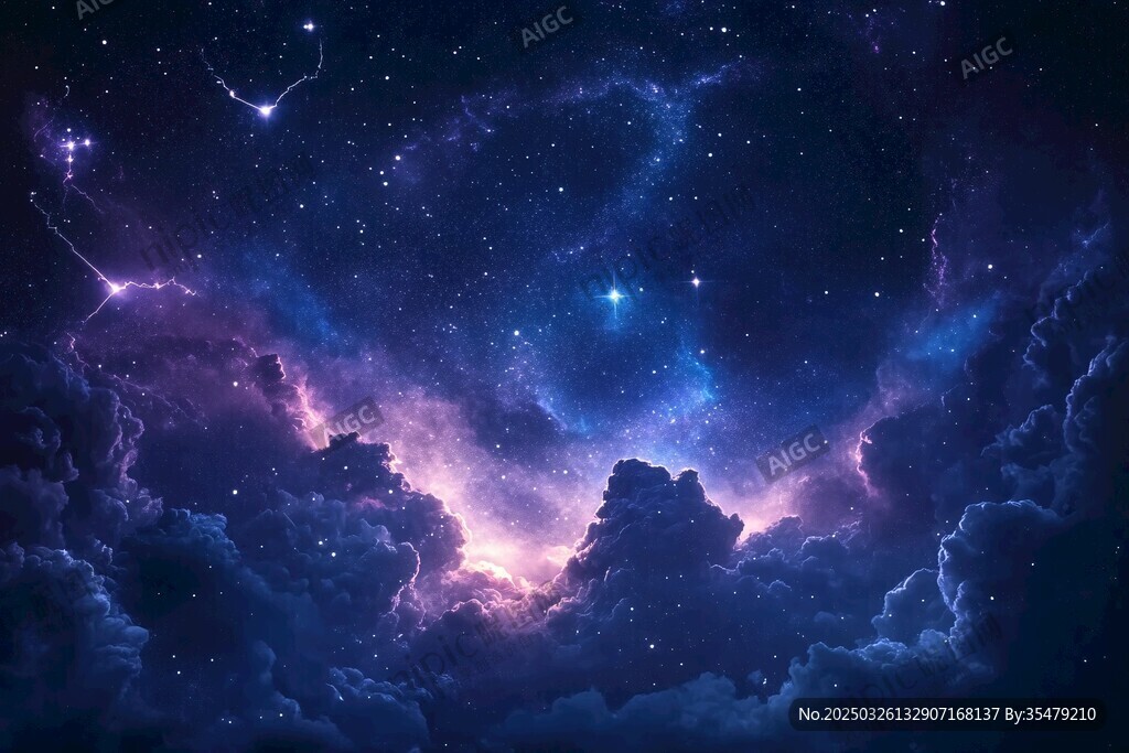 梦幻星空下的云海奇景