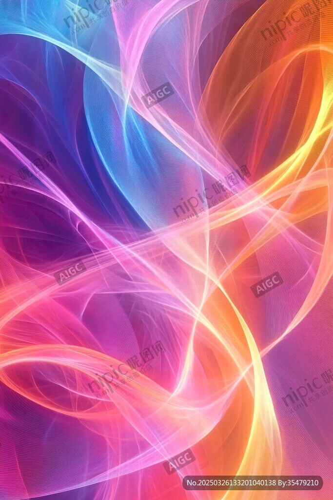 梦幻炫彩流动光线背景图