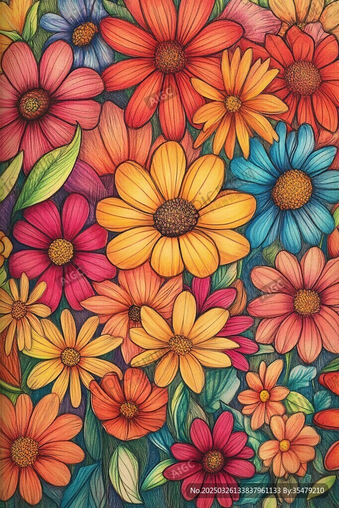 缤纷多彩花卉图案