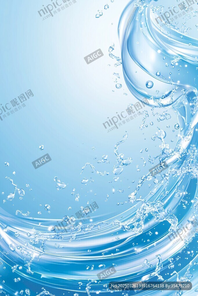 蓝色灵动水花背景图