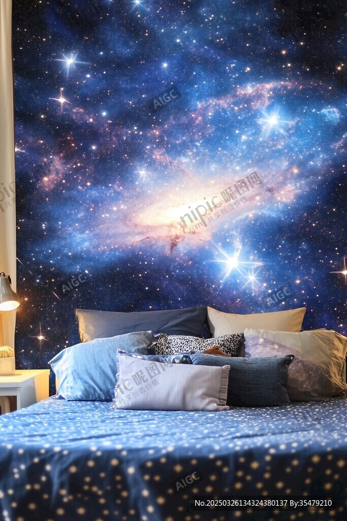 梦幻星空卧室墙饰