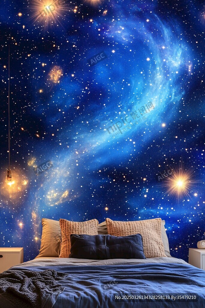 梦幻星空卧室背景墙