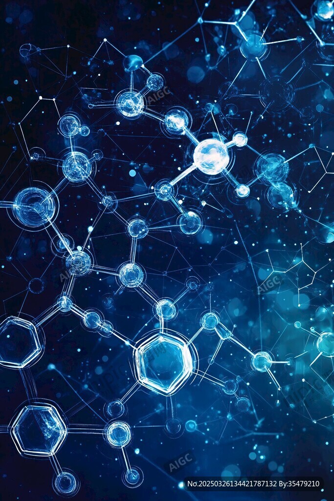 科技感分子结构梦幻背景图