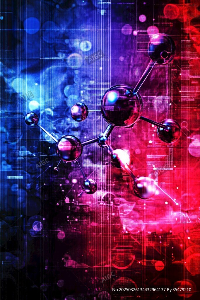 科技风分子结构梦幻图像