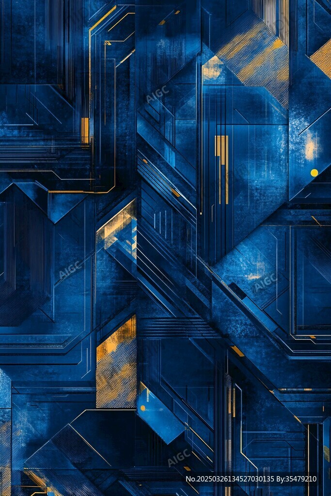蓝色几何金属风科技背景图