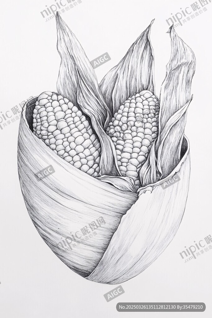 素描玉米 质朴的田园意象