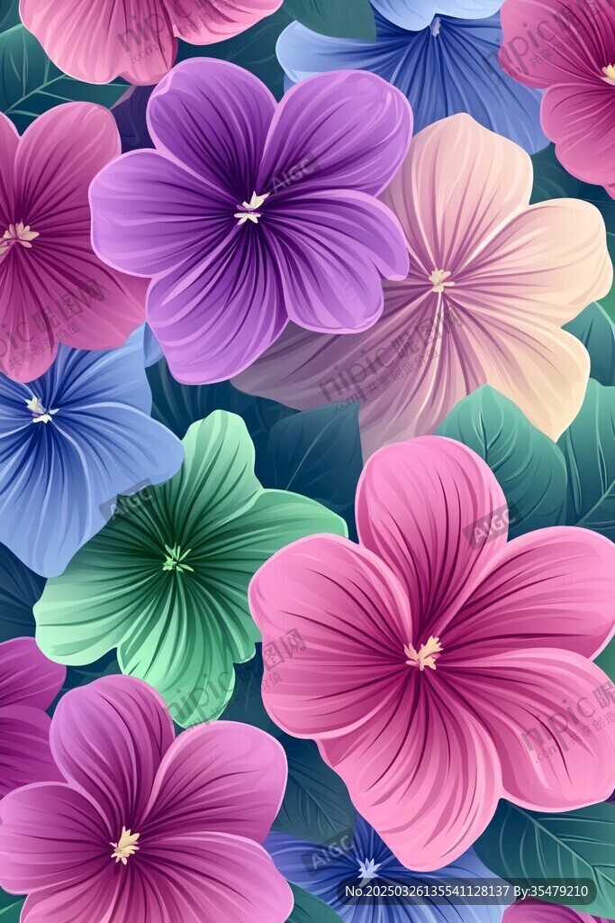 缤纷多彩花卉图案背景