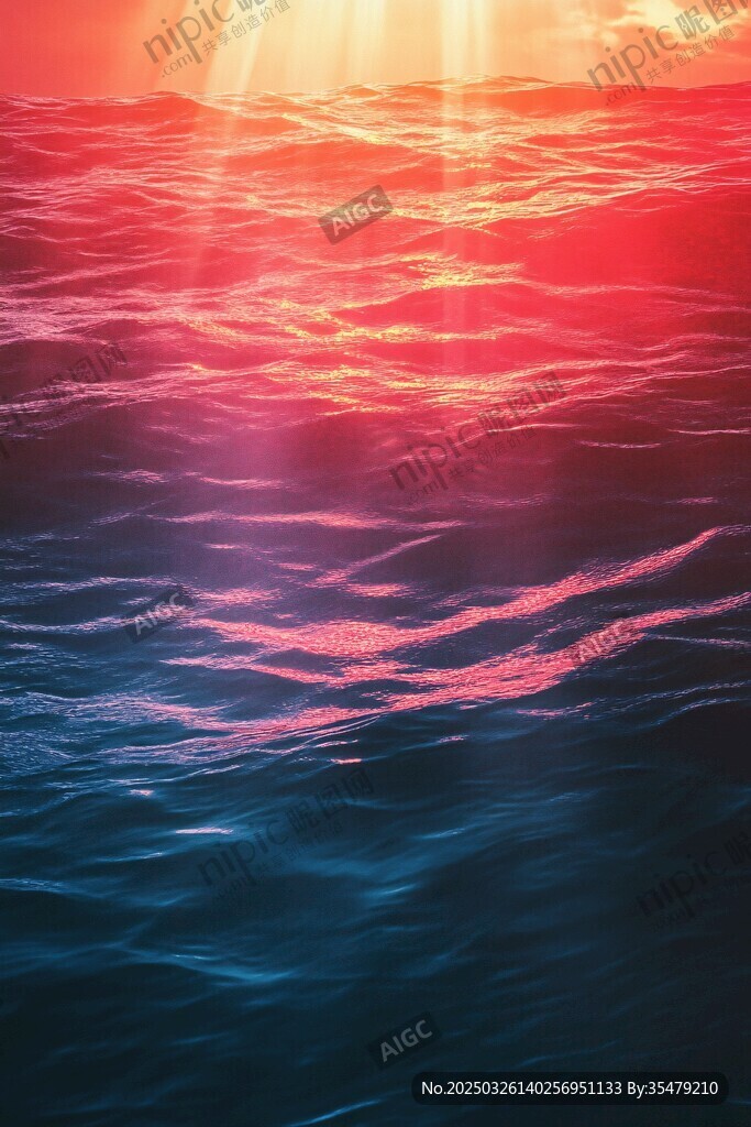 海上日出绚丽波光