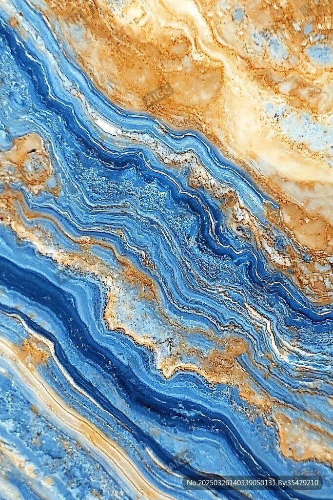 蓝金交融的梦幻流体纹理