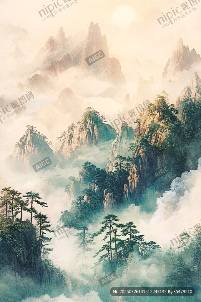 云海山峦间的壮美日出