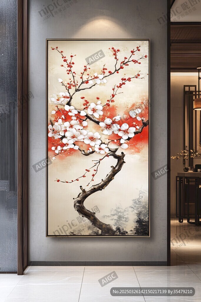 中式梅花挂画 尽显雅致韵味