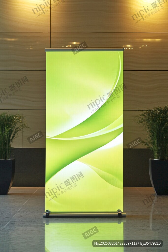 绿色动感易拉宝展示画面