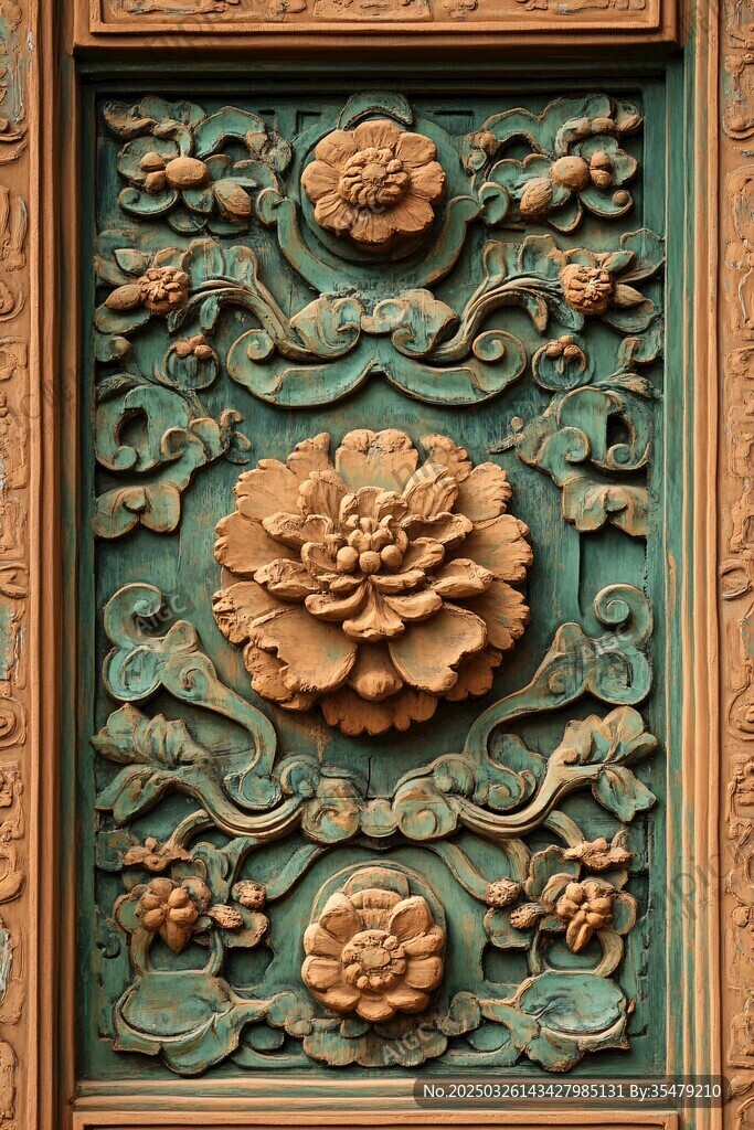 中式雕花门板