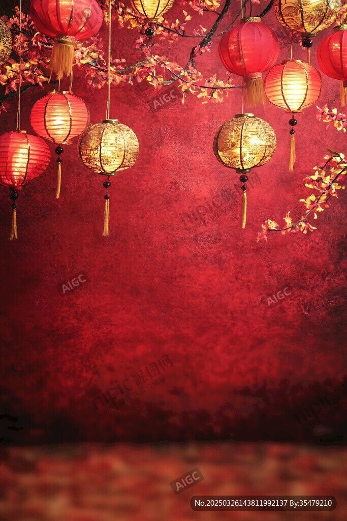 中式红灯笼营造喜庆氛围