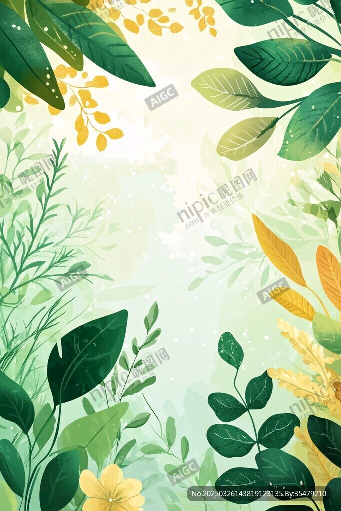 清新绿植花卉背景图