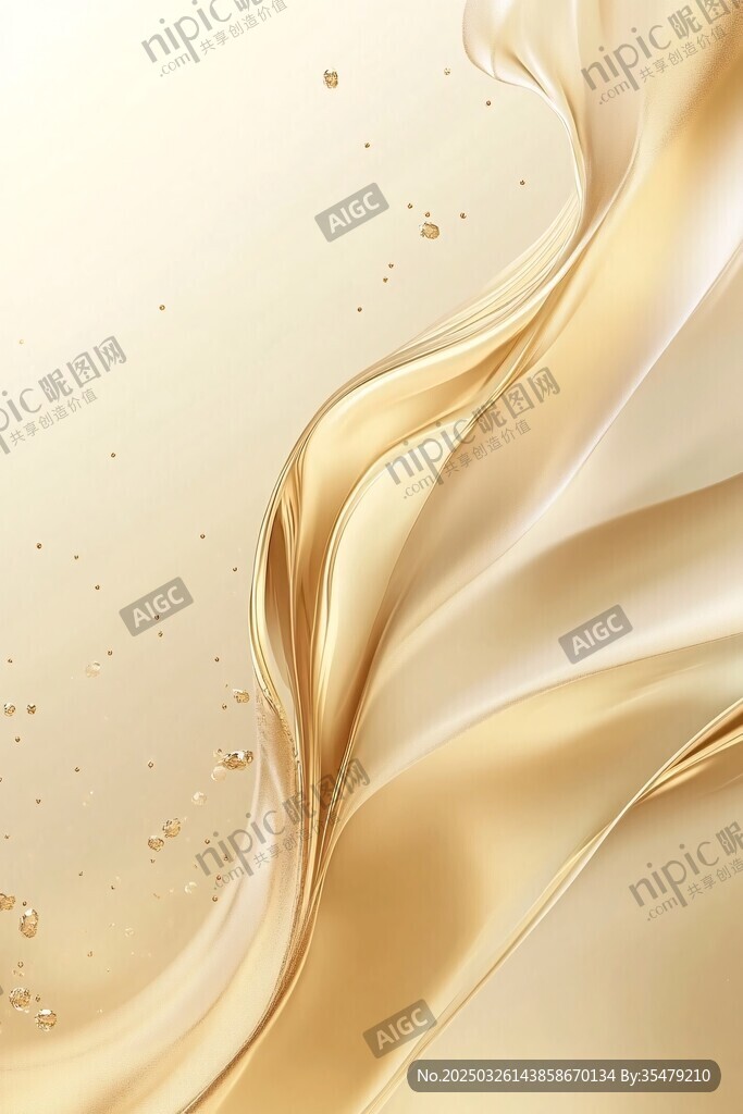 金色流动质感液体背景图