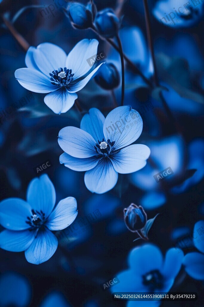梦幻蓝色花朵特写