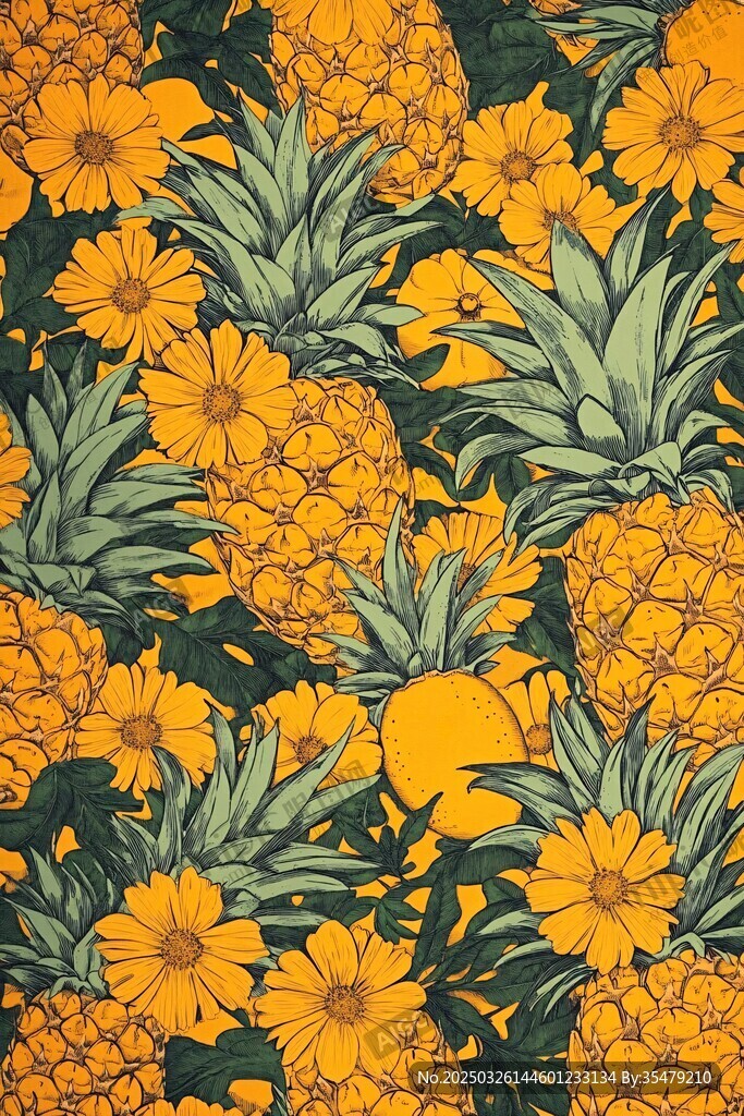 菠萝花卉图案背景图