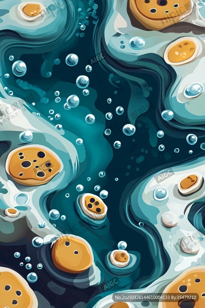 饼干在流动液体中的奇幻景象