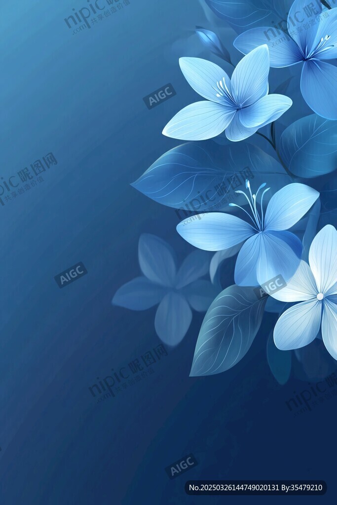 梦幻蓝调花卉背景图