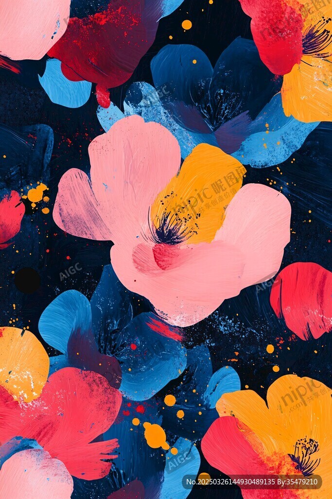 缤纷水彩花卉图案背景