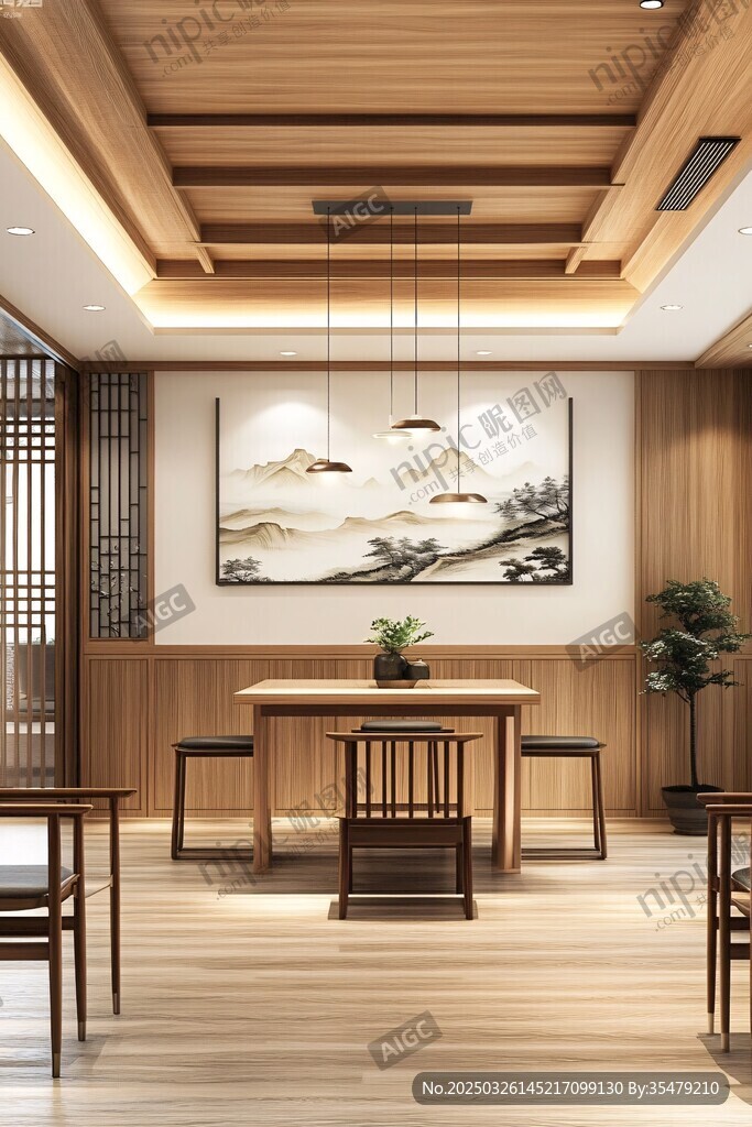 中式雅致茶室室内空间展示