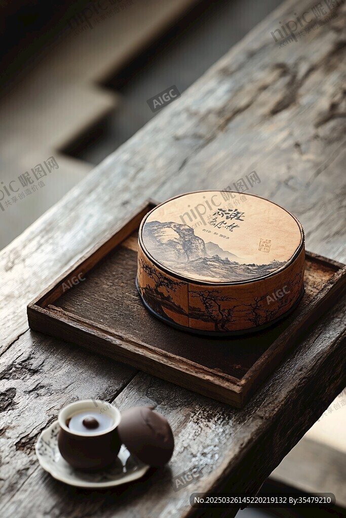 古朴茶盒与雅致茶具