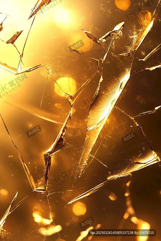 金色碎裂玻璃纹理画面
