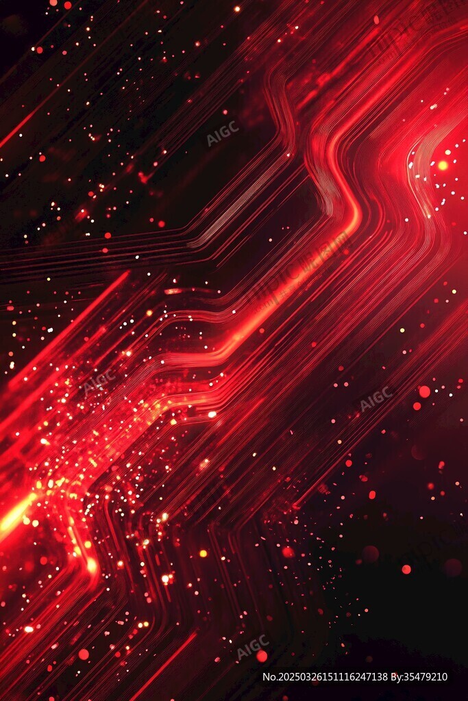 红色科技动感光线背景图