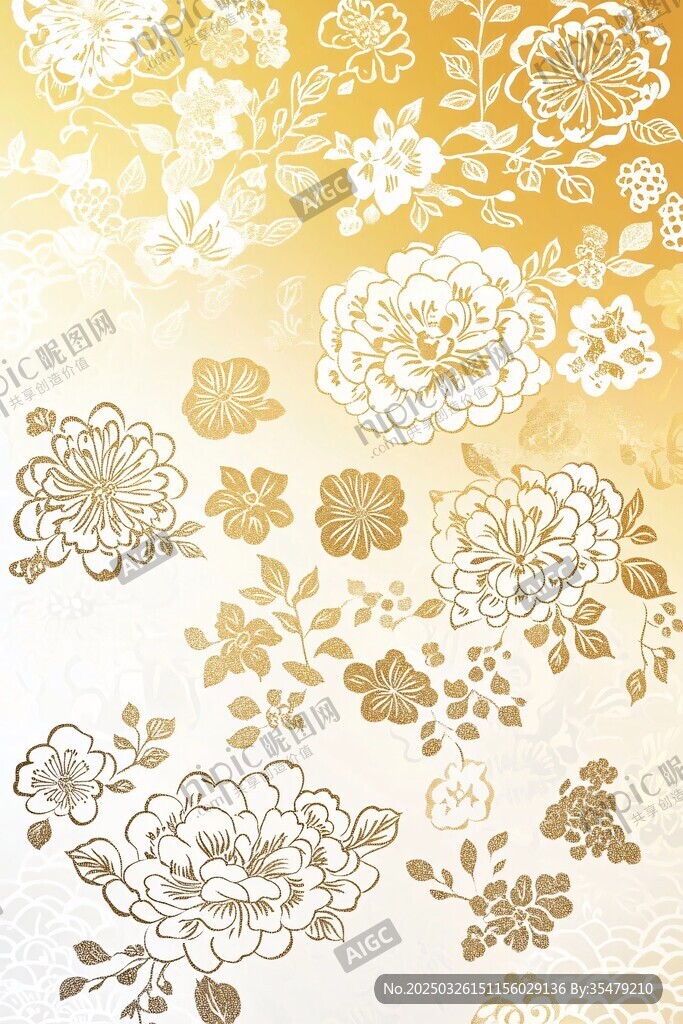 金色花卉图案背景纹理