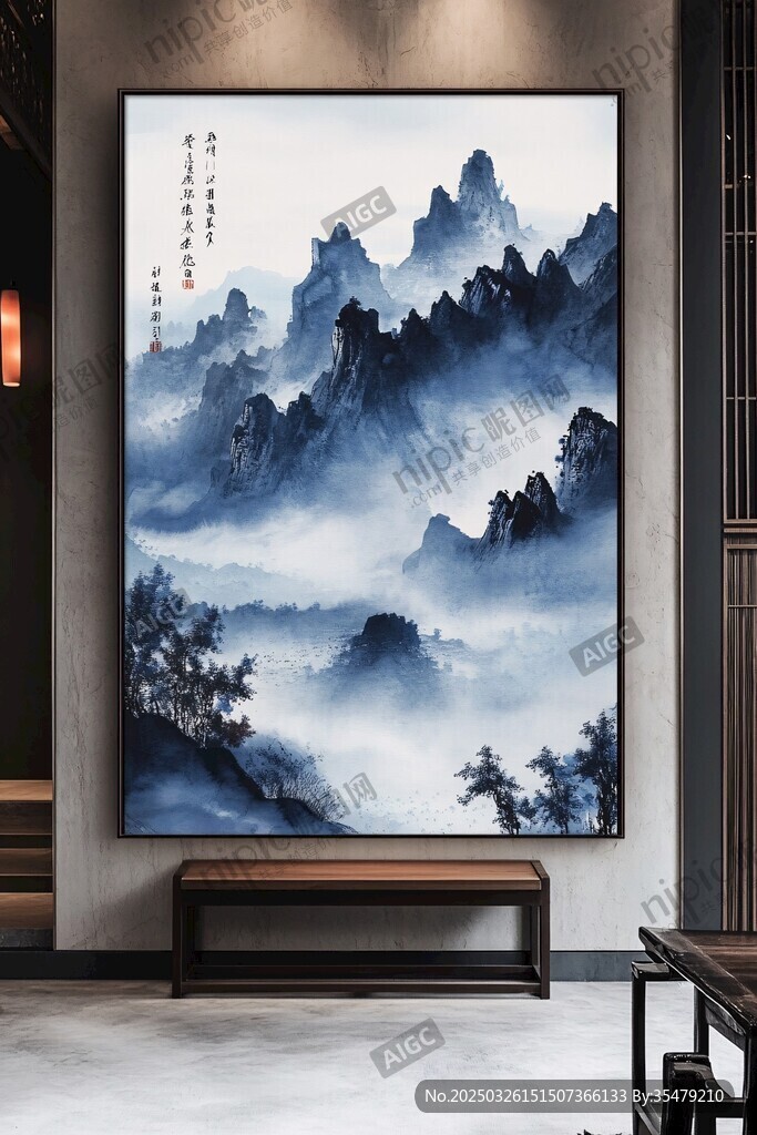 中式水墨山水挂画装饰