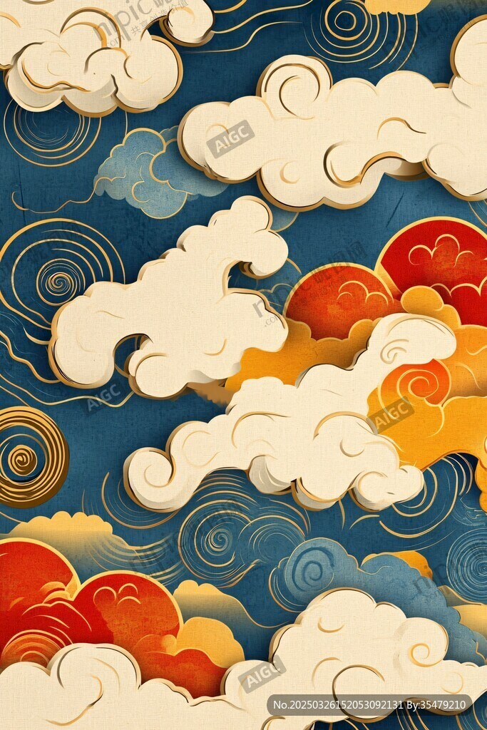 中式古典祥云图案背景