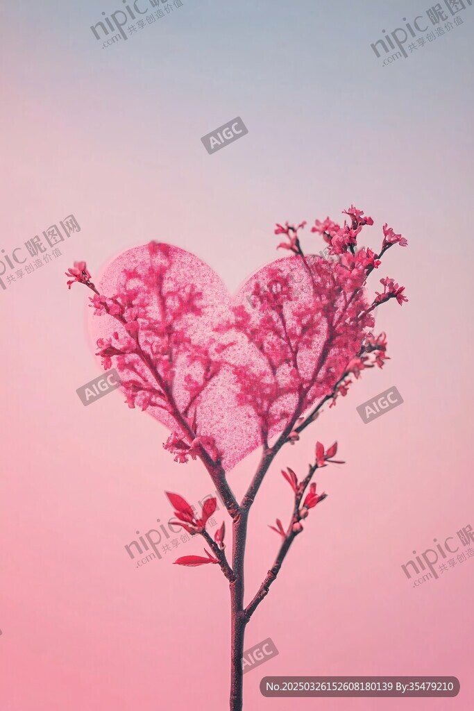 心形花枝绽放浪漫春意