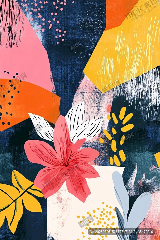 抽象花卉几何图案艺术画