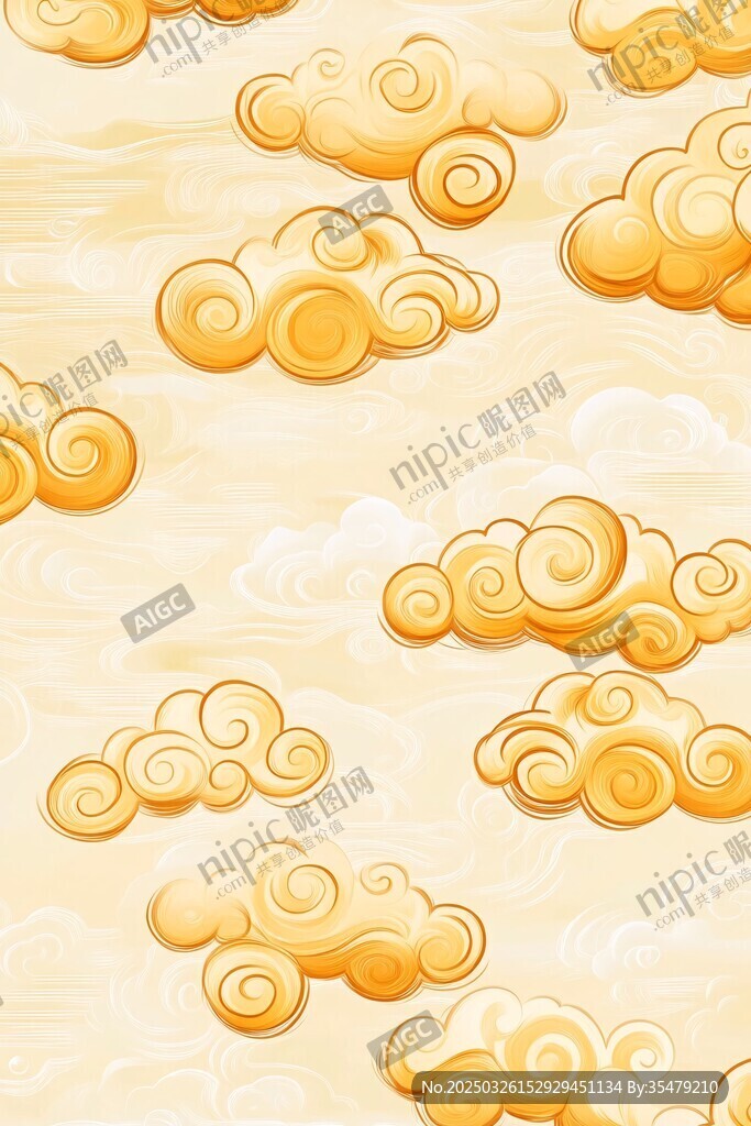 金色祥云图案 古风云纹背景