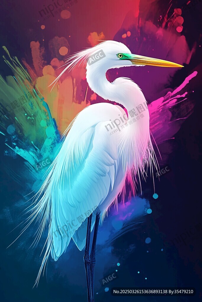 梦幻白鹭 色彩交织的灵动之美