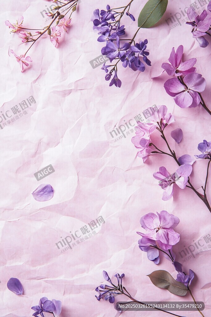 粉色背景上的缤纷美丽花朵