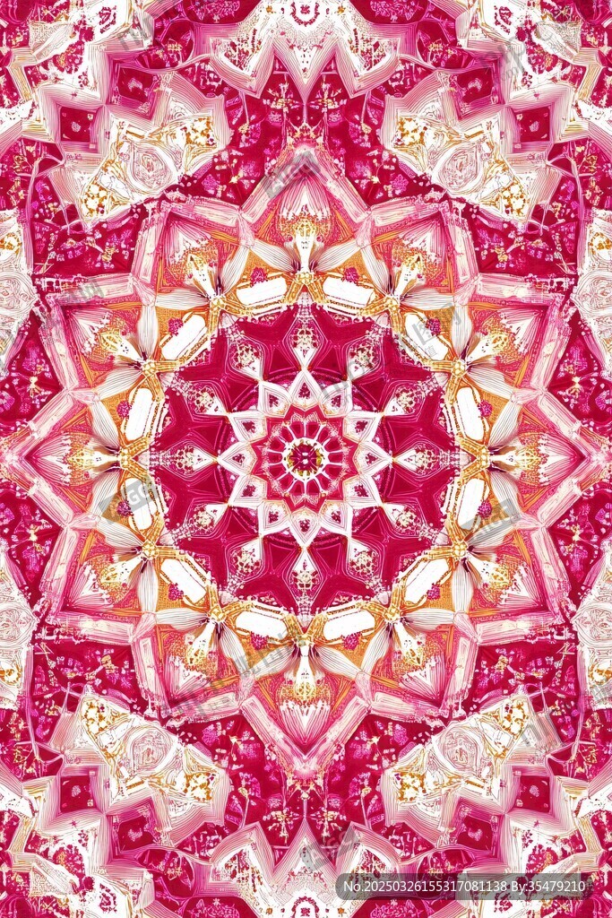 梦幻粉色对称花纹图案