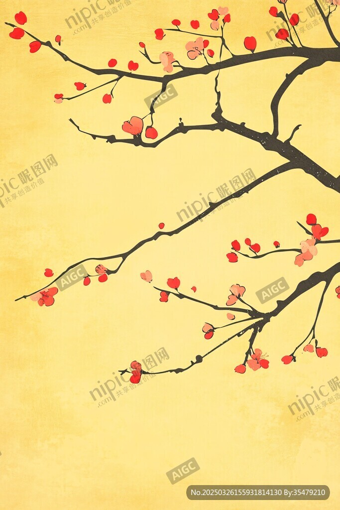 枝头绽红梅