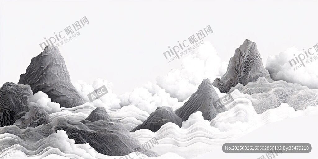 水墨风云山意境图