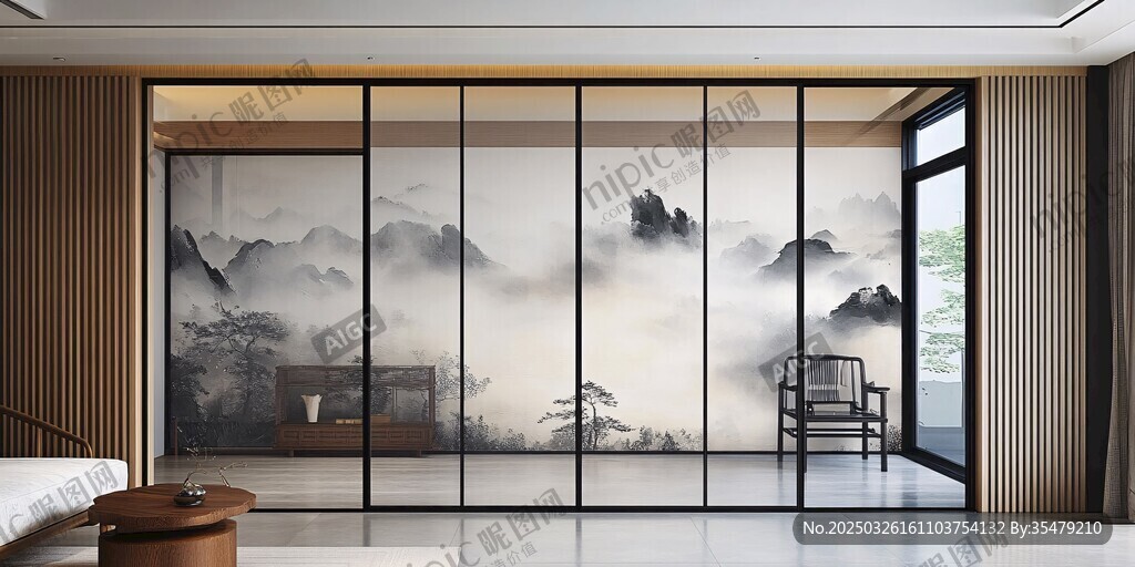 中式屏风隔断 雅致山水意境