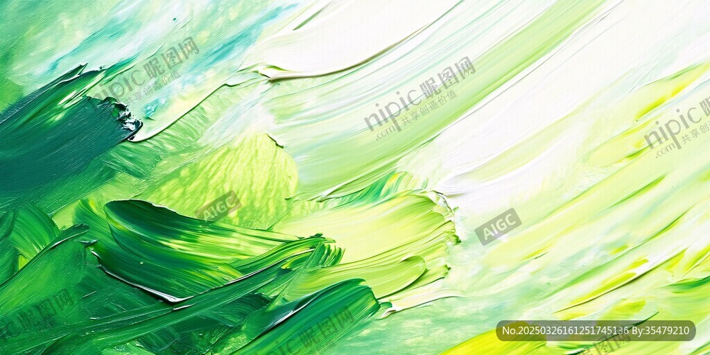 绿色笔触抽象艺术画作