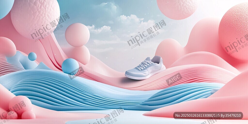 梦幻空间中的时尚运动鞋