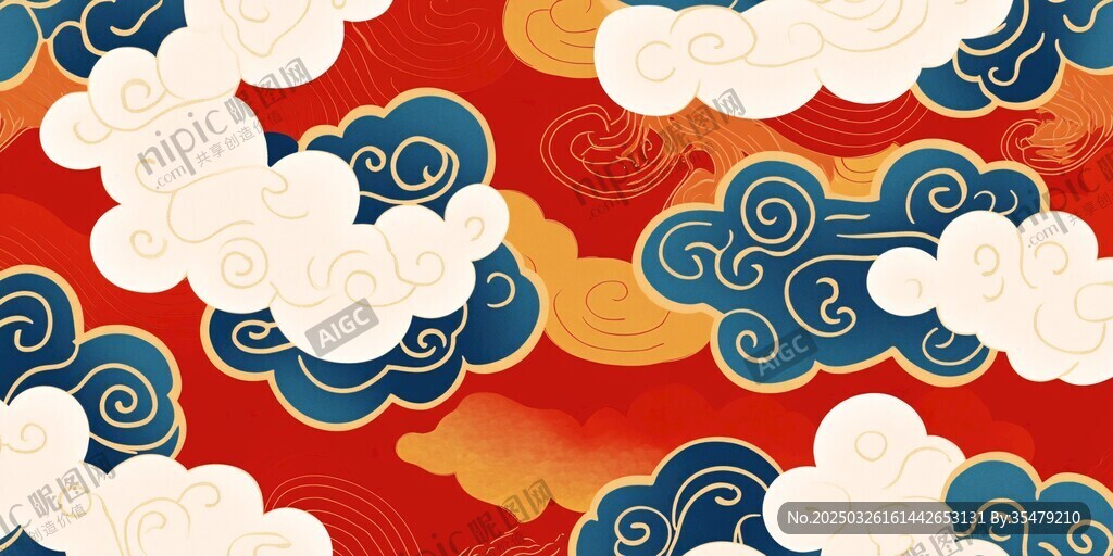 中式传统云纹红色背景图