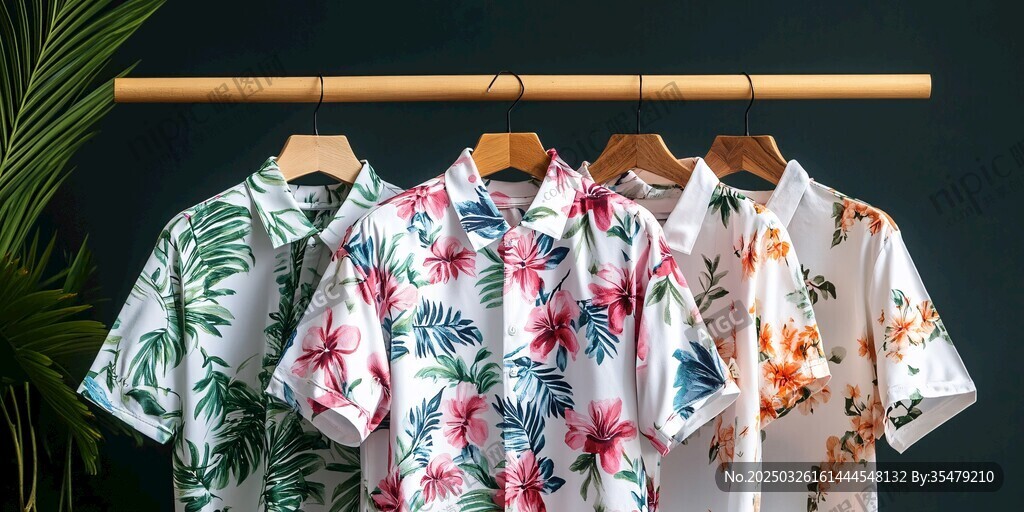 多彩花衬衫挂架展示