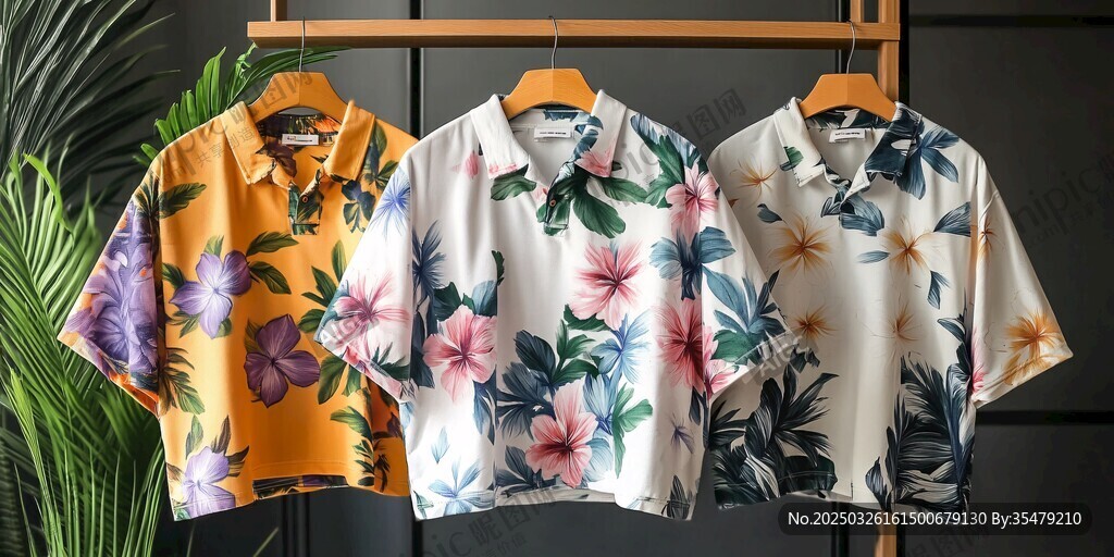 三款花卉图案短袖衬衫展示